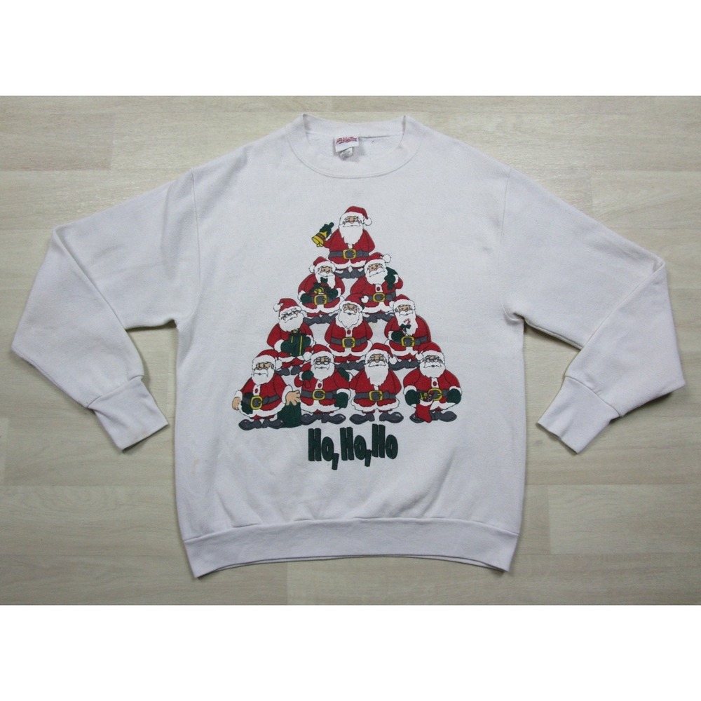 Vintage 90s Holiday Time "Ho, Ho, Ho" Christmas Crewneck Sweatshirt (M) Santa
